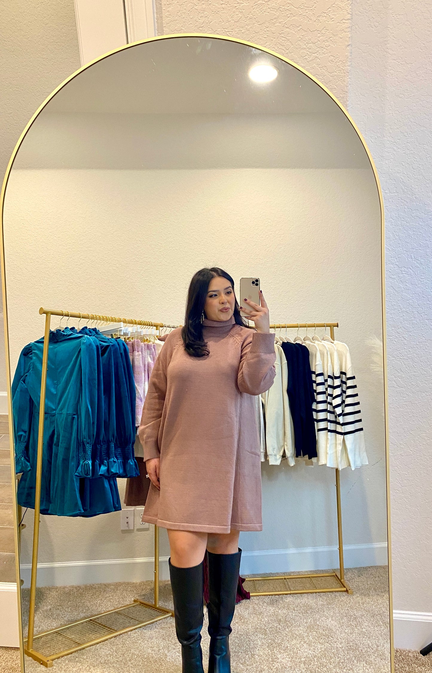 Victoria Sweater Dress-Latte