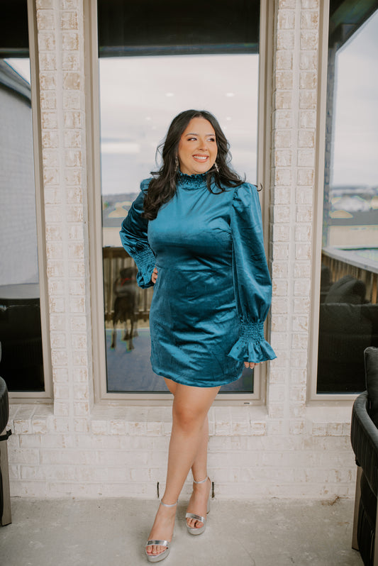 Lorel Velvet Dress - Teal