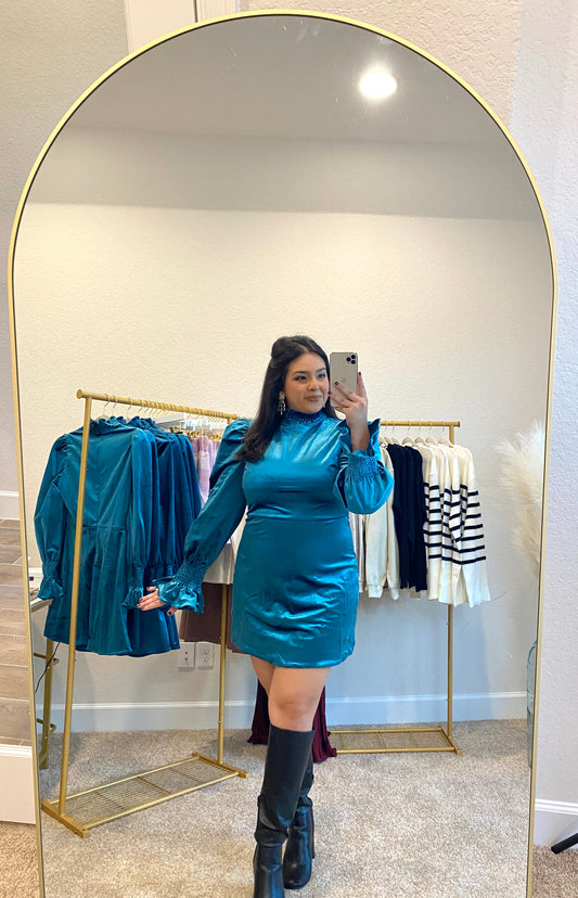 Lorel Velvet Dress - Teal