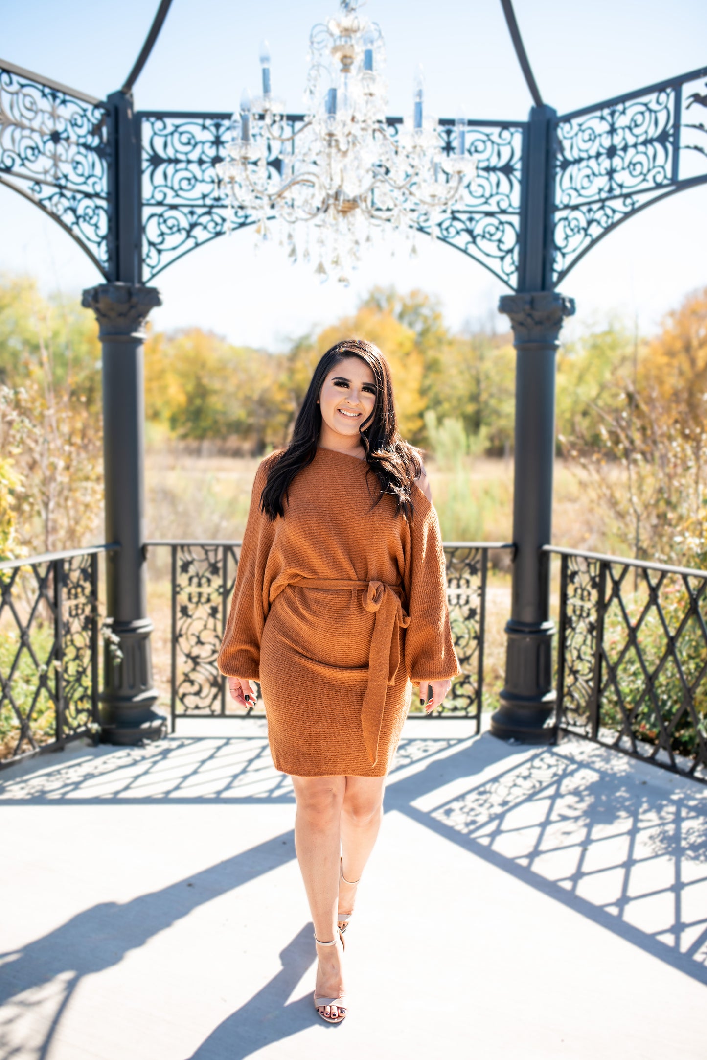 Belted Sweater Dress- Brown